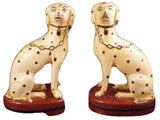 Pair Antique 19thC Staffordshire Creamware Dalmation Dog Figurine Figure English Model
