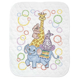 Herrschners Zoo Stack Baby Quilt Stamped Cross-Stitch Kit Model
