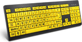BOOGIIO Large Print Wired USB Computer Keyboard Yellow Black Low Vision Model
