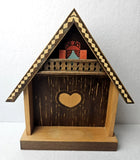 ANRI Italy Display Figurine Backdrop Stand Cottage Carved Wood Background Heart Model