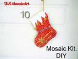 Mosaic Kit Christmas Stocking . DIY. Ceramic tiles. For beginners Adult Children Model