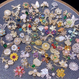 Bulk 10pcs Mix Cute Delicate Mini Brooch Lapel Pins Trendy Floral Crystal Charms Charms
