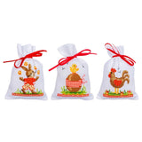 Vervaco herbal bags counted cross stitch kit "Easter animals" Set of 3, 8x12cm, Model