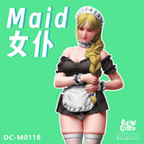 1/35 1/24 1/12 Sexy Maid Clothes Girl Unpainted Resin Figure Model Unassembled Model