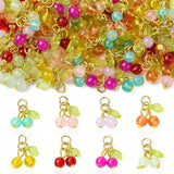 80pcs Colorful Mini Cherry Charms Glass Cherries Fruit Pendants Charm for DIY Charms