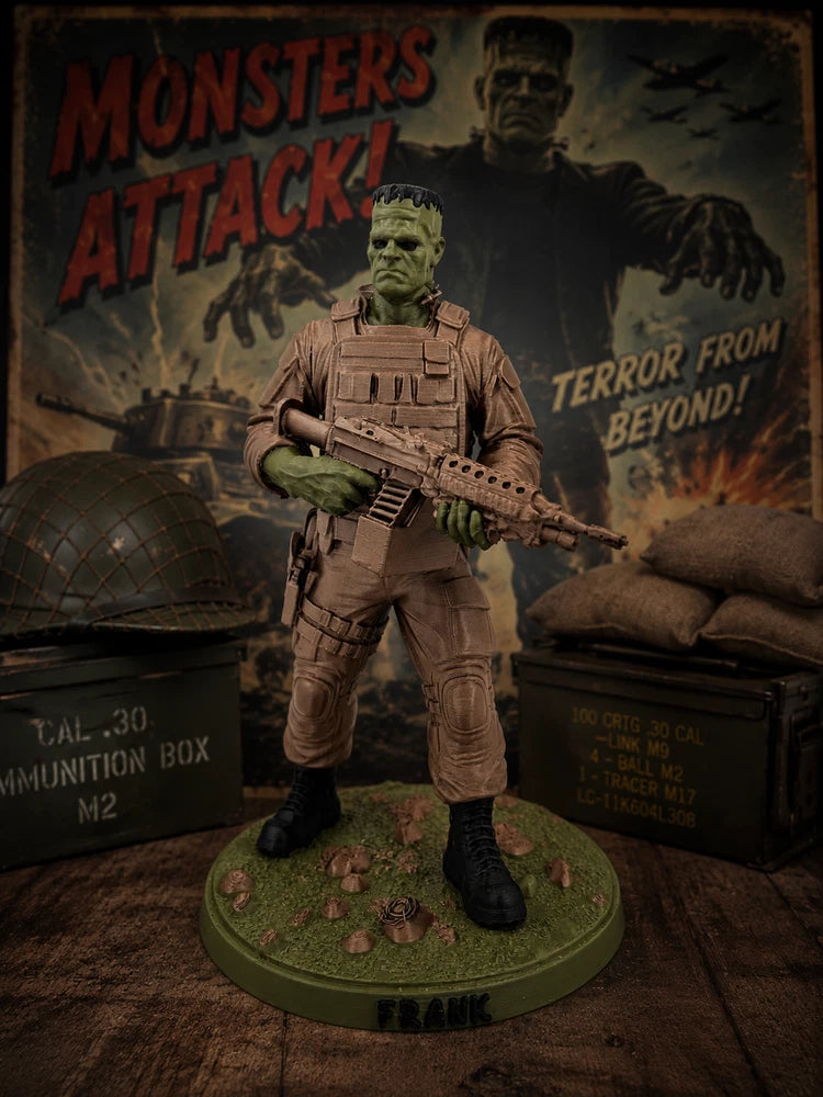 Frankenstein Military Soldier Figure 3D Printed Monster Tactical Display Statue Model