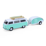 1971 Volkswagen Type 2 w/ Teardrop Trailer 1:64 Scale Model - Greenlight 32330B Model