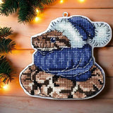 DIY Cross stitch kit "Winter snake", Embroidery on a plastic canvas, Christmas Model