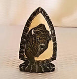 Carved Stone Buffalo Bison Arrowhead Sculpture Southwestern Western Decor Model