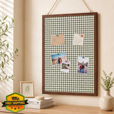Leinuosen 17" x 23" Linen Cork Board for Walls Decorative Green Gingham Cork ... Model