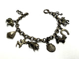 Vintage Silver Charm Bracelet 8 Charms Charms