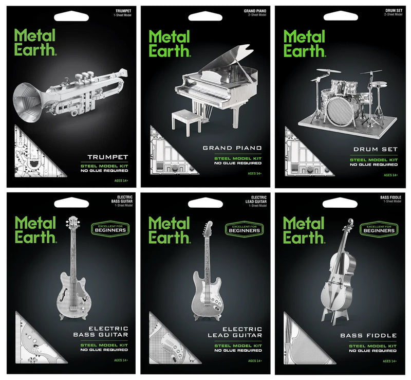 SET of 6 Fascinations Metal Earth Musical Instruments 3D Laser Cut Model Kits Model