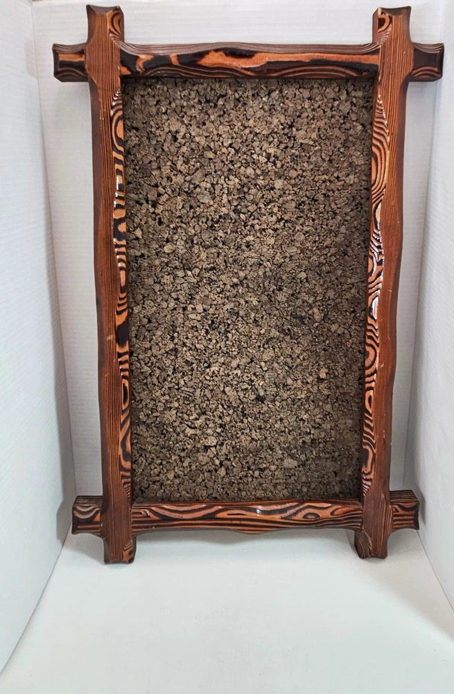 Wood Framed Brown Chunky Cork Message Recipe Art Board 26x17 Cryptomeria Vtg Model