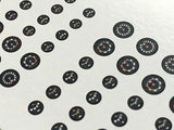 Standard Round Black Gauge Face Decals for Scale Model Cars Model