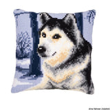 Vervaco stamped cross stitch kit cushion Husky, DIY Model