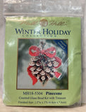 Pinecone Counted Glass Beaded Cross Stitch Kit Mill Hill Winter Holiday MH185304 Model
