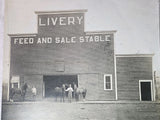 Antique Livery Feed & Sale Stable Photograph Mounted Board Horses Western 2 Men Model