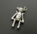 Adorable Sterling Silver Ragdoll Style Teddy Bear Small Charm Pendant Movable! Charms