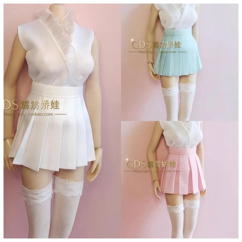 1/6 Female Sleeveless Tight-fitting Top + Pleated Skirt Model For 12" Figures Model