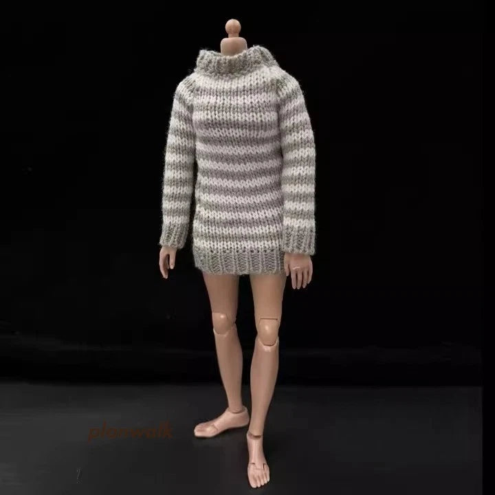 Striped Bodycon Dress Model For 12" Action Figure Women 1/6 Scale Warrior Model