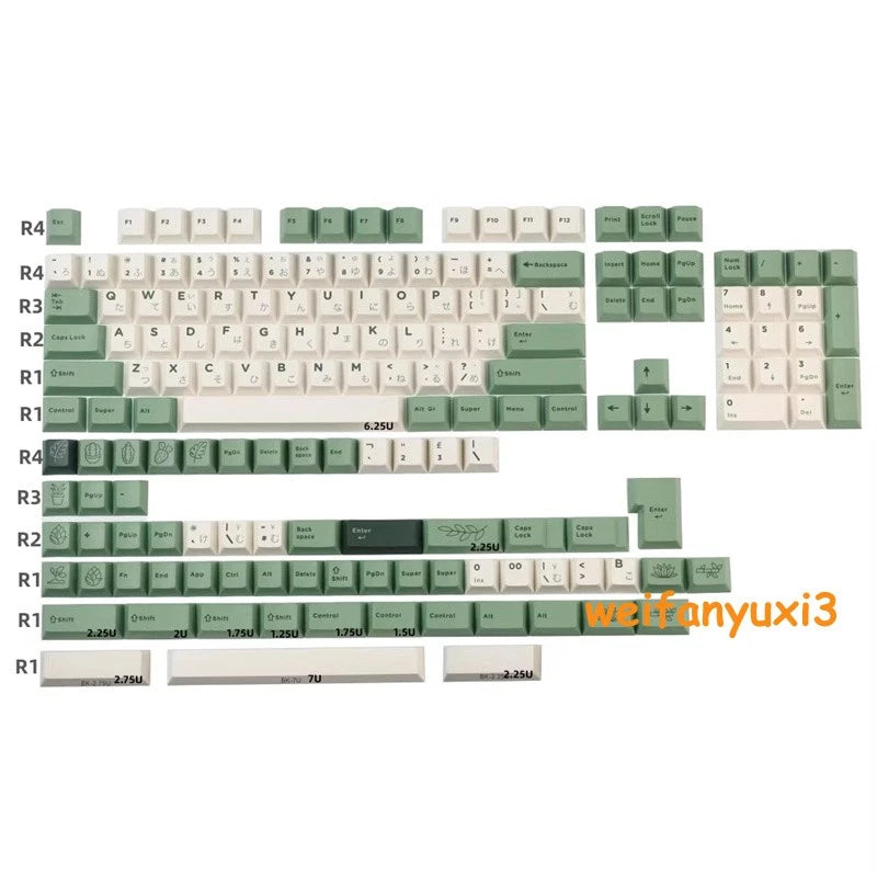 Botanical Keycaps Set PBT Cherry Profile MX For Mechanical Keyboards En./Jap. Model