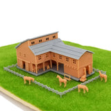 Outland Models Railroad Scenery Country L-Shape Barn House w Accessories N Scale Model