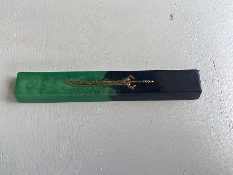 Handmade Custom Green Black Resin Sword Spacebar Keycap B Grade Model