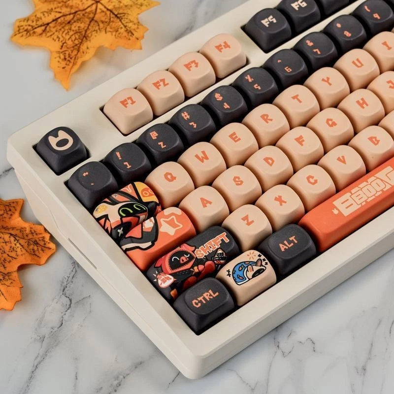 Cute Orange MOA Keycap Set PBT Cartoon Custom Keys for MX Keyboard 60-108 Keys Model
