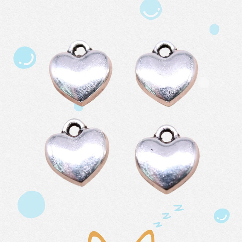 140 Pcs Multicolor Tibetan Silver Heart Charms 9X8MM Diy Jewelry Making L15781 Charms