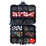 263Pc Fishing Tackle Kit with Tackle Box Hooks Sinkers Swivels Snaps Model