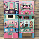 Dollhouse Room Activity Kits Cardboard Livingroom Bedroom Office Kitchen Choose Model