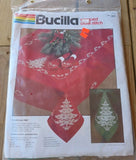 Bucilla 82360 O Christmas Tree Stamped Candlewick Cross Stitch Tablecloth Green Model