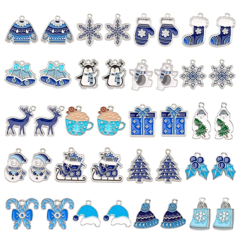 40Pcs/20 Pairs Winter Charms Christmas Charms for Jewelry Making Charms