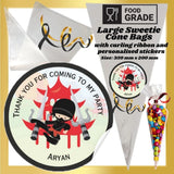 20 Ninja Warrior DIY Personalised Sweet Cone Kit Party Bag Stickers Kit Model