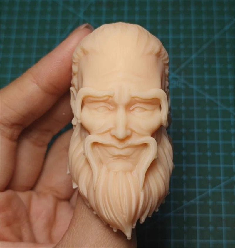 1/6 Scale Confucius, Kung Tze Ancient Head Sculpture Model Soldier 3D Unpaint Model
