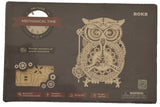 ROKR Owl Clock LK503 Mechanical Time 3D Wooden Puzzle Model Kit New  Sealed Model