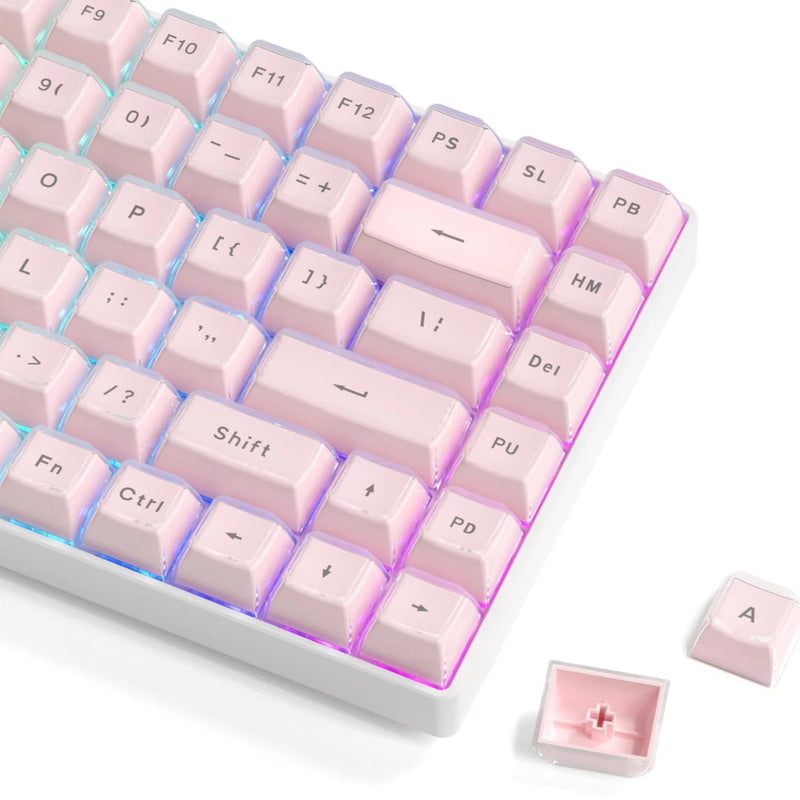 Pink Jelly Keycaps Shine Through OEM Profile Keycap Set 113Key Model