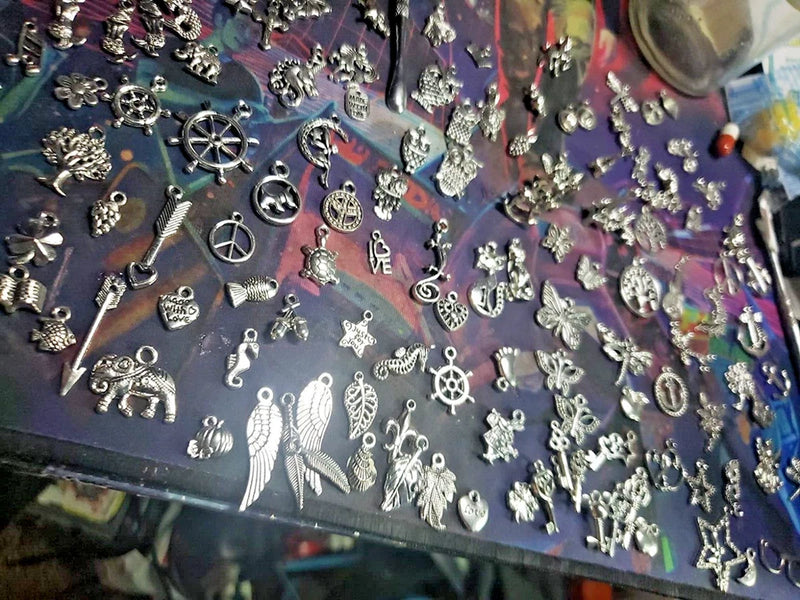 200 PCS Wholesale Bulk Lot Jewelry Making Charms Mixed Smooth Tibetan Silver New Charms