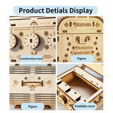 3D Wooden Treasure Box Puzzle ?C DIY Mechanical Model Kit Brain Teaser (US Stock) Model