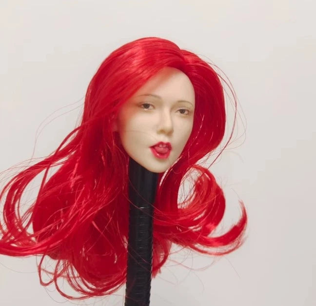 1/6 Scale Female Red Wavy Curly Hair Head Sculpted Model For 12" Action Figure Model