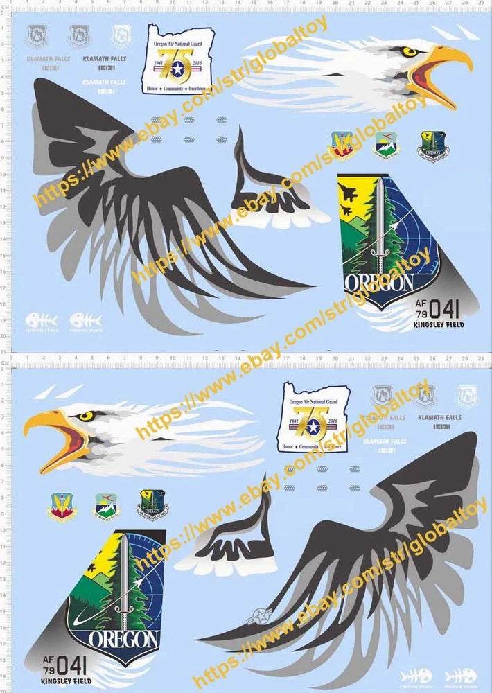 decals 1/32 F-15C Oregon ANG 75th Anniversary Eagle for model kits 65066H+J Model
