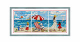 Seaside Triptych Cross Stitch Kit Beach Summer DIY Embroidery Aida Canvas Model