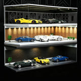 Diorama 1/18 Scale Car Garage Model LED Light Street Building Showroom Scene US Model