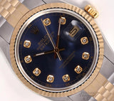 Rolex Datejust 36mm Two-Tone Jubilee 18K Fluted Bezel Navy Blue Diamond Dial Model