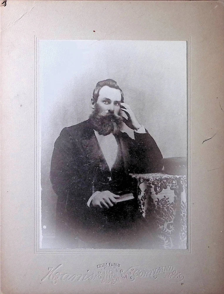 Antique board photo  Gentleman in Formal Attire Posed in Thoughtful Expression Model