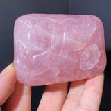 240g RARE Rose Crystal Carved butterfly Healing Mascot Figurine Model