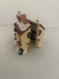 Vintage Christmas Hinged House Santa Sleigh Reindeer Interior Scene Figurine Model