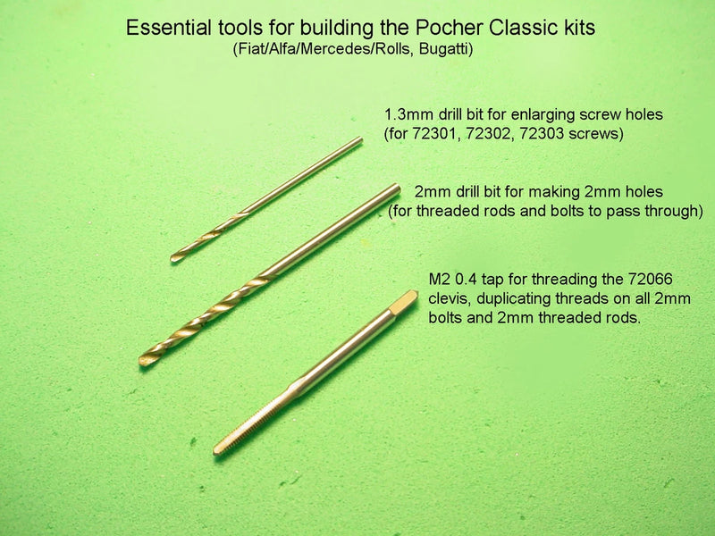 Essential tools for building Pocher Classic kit Fiat Alfa Mercedes Rolls Bugatti Model