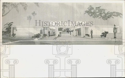 1964 Press Photo Proposed Southwest Florida water board building in Brooksville Model