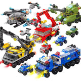 MOC Cement Mixer Loader Police Truck Car Building Block Model Kit Toy Gift Model